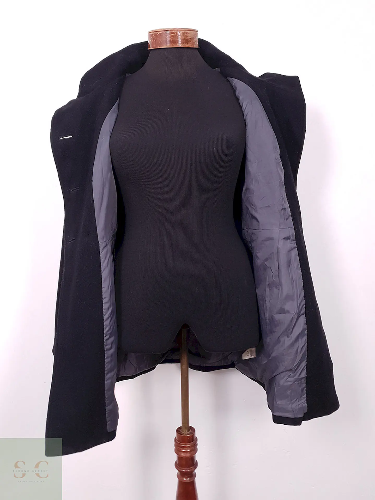 Abrigo Mujer Negro Cruzado Old Navy Lana – TALLA SM 6
