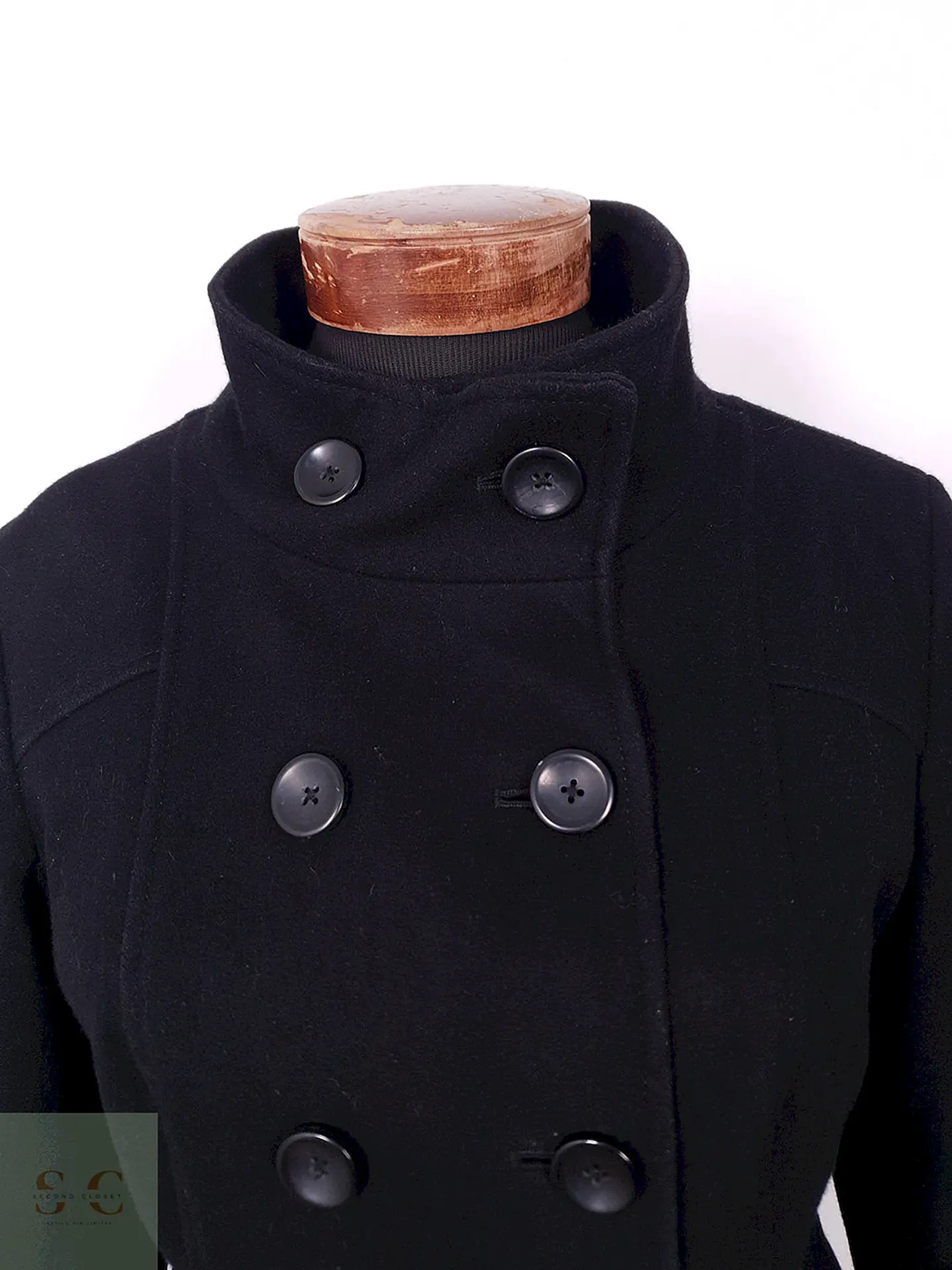 Abrigo Mujer Negro Cruzado Old Navy Lana – TALLA SM 7