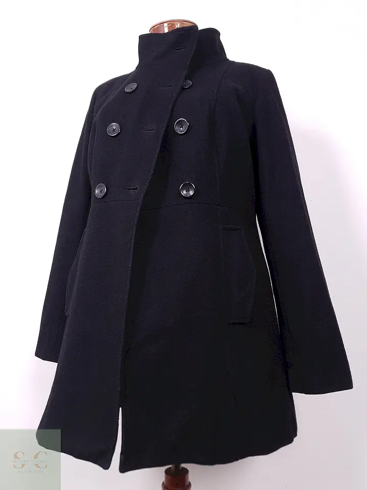 Abrigo Mujer Negro Cruzado Old Navy Lana – TALLA SM 9