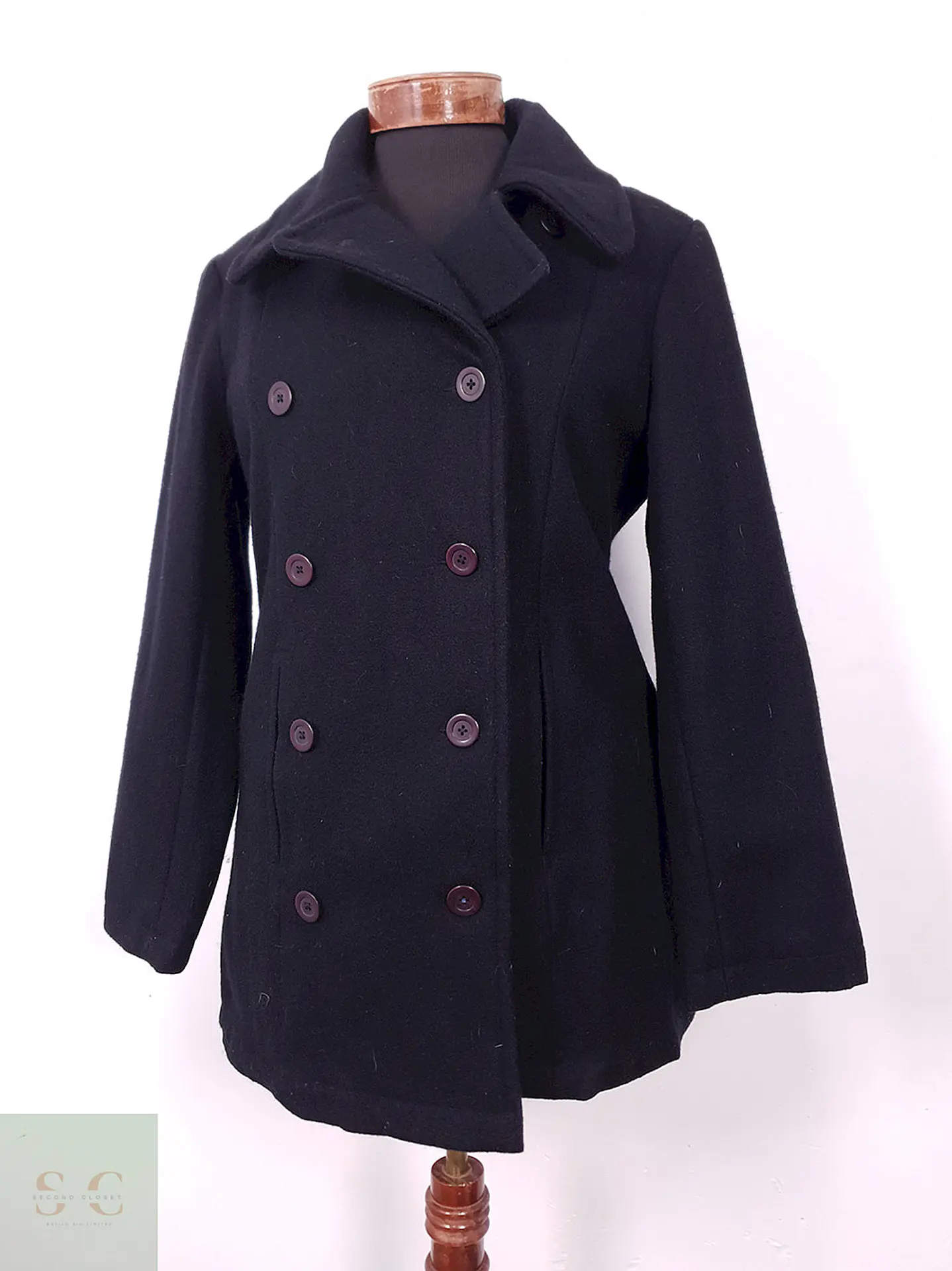 Abrigo Mujer Marinero Negro Lana Baxter & Wells – TALLA SM 2