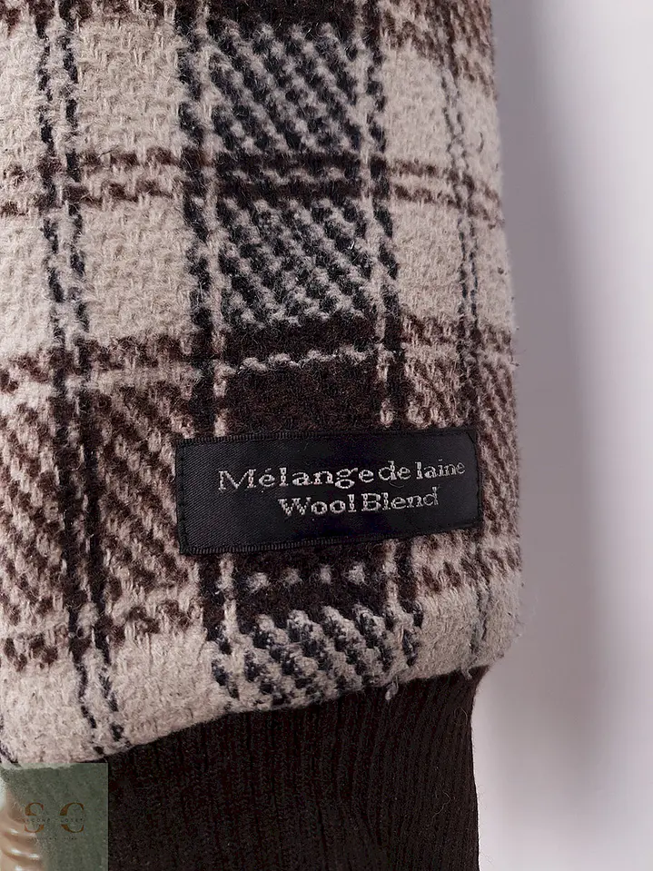 Abrigo Mujer Montgomery Cuadrillé Café Beige con Gorro – TALLA ML 4