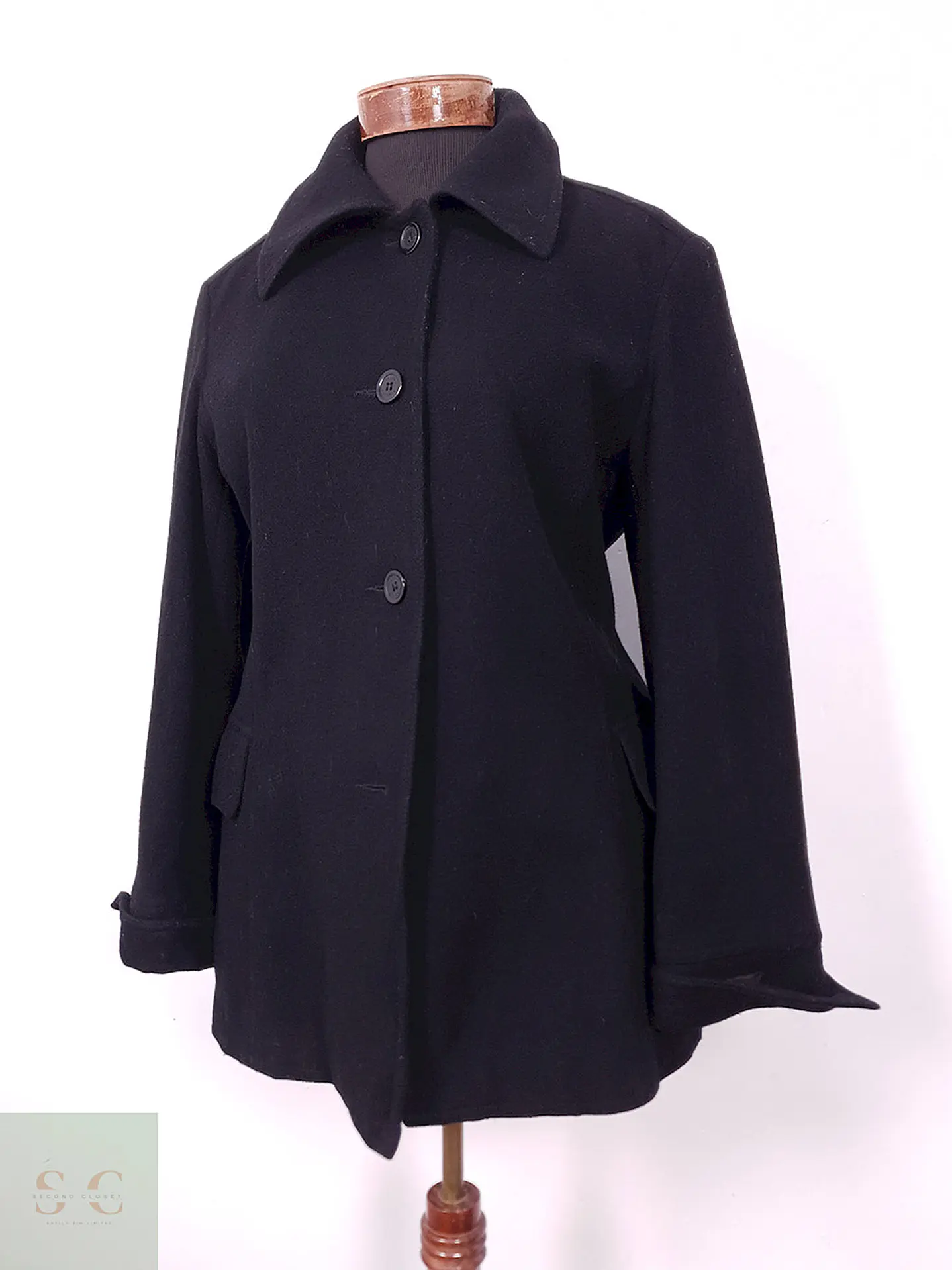 Abrigo Mujer Braetan Negro Lana Virgen Clásico – TALLA ML 2