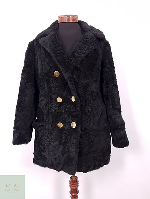 Abrigo Mujer Sears Marinero Negro Peluche – TALLA L