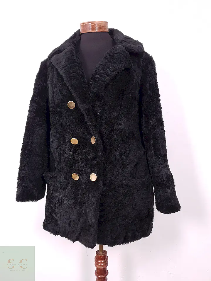 Abrigo Mujer Sears Marinero Negro Peluche – TALLA L 3