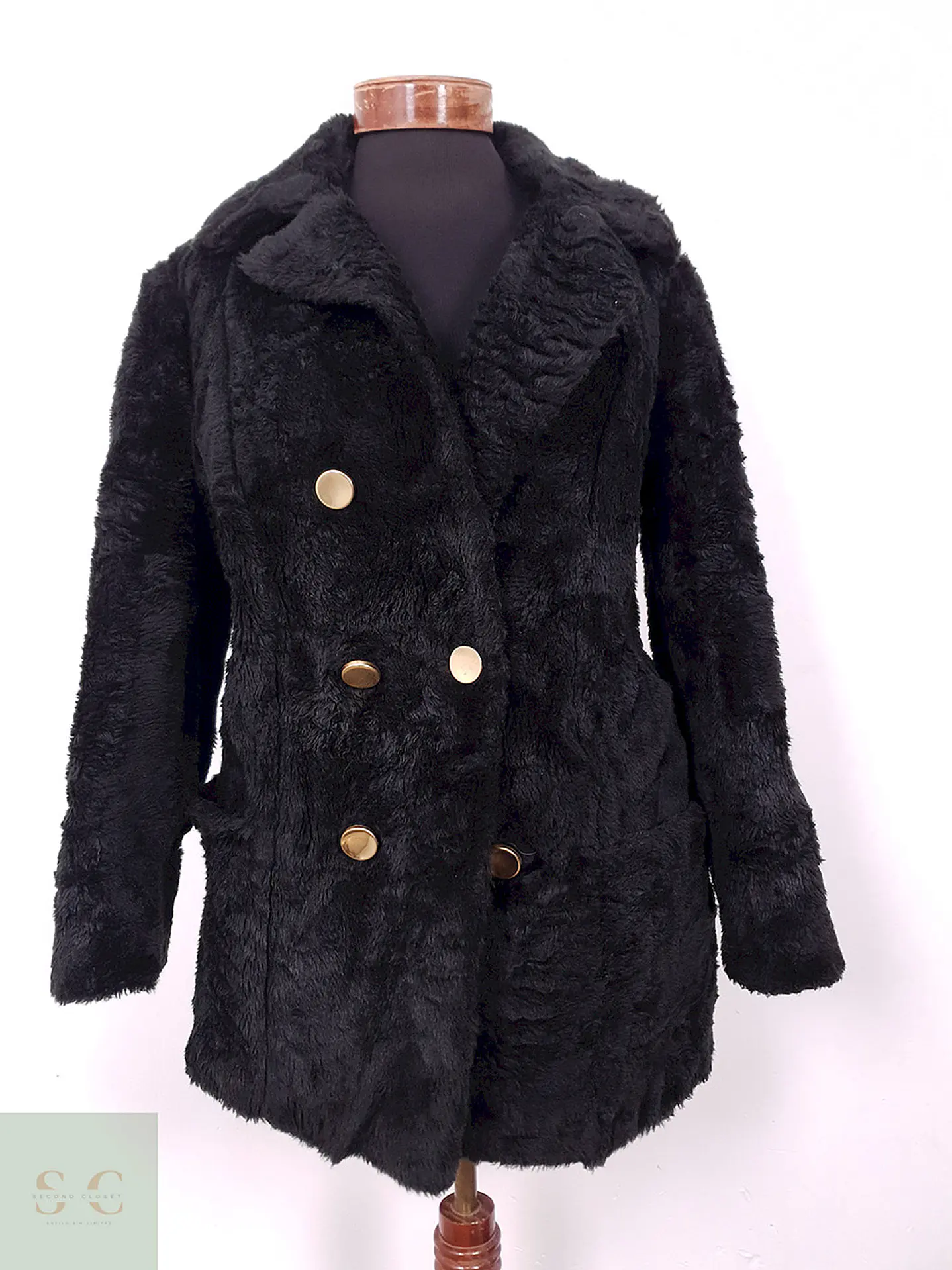 Abrigo Mujer Sears Marinero Negro Peluche – TALLA L 4