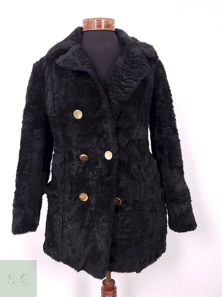 Abrigo Mujer Sears Marinero Negro Peluche – TALLA L 4