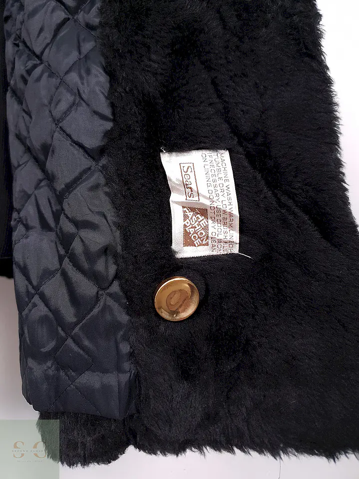 Abrigo Mujer Sears Marinero Negro Peluche – TALLA L 6