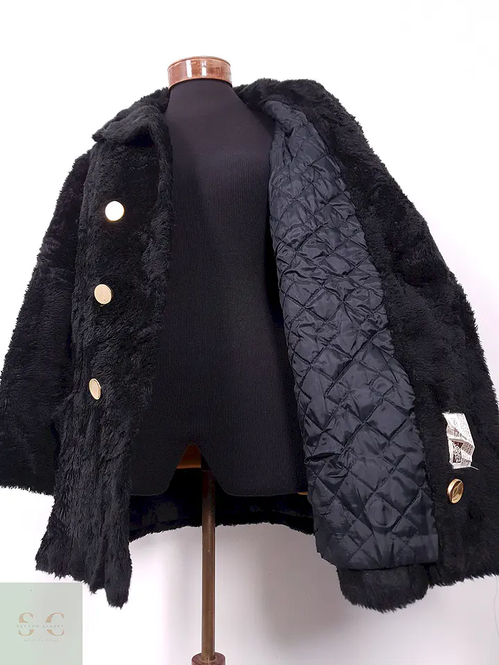 Abrigo Mujer Sears Marinero Negro Peluche – TALLA L 9