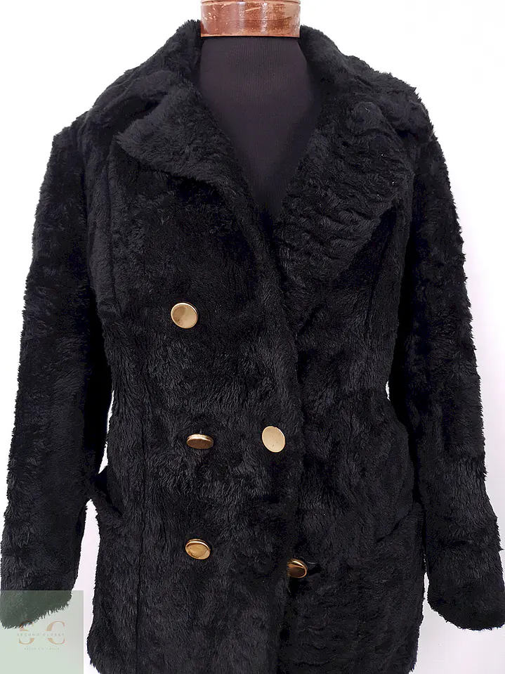 Abrigo Mujer Sears Marinero Negro Peluche – TALLA L 10