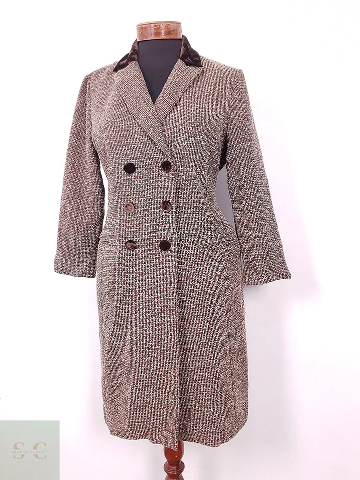 Abrigo Mujer Café Cruzado Elegante – TALLA SM 7