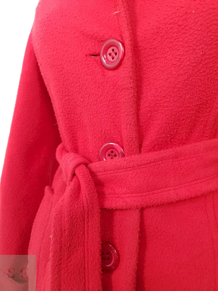 Abrigo Mujer Rojo con Cinturón Clásico – TALLA S 4