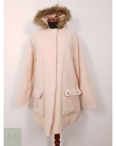 Abrigo Mujer Rosa Claro con Gorro – TALLA 2XL