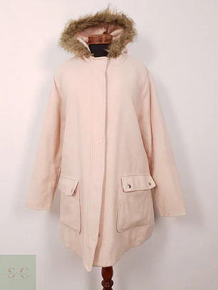 Abrigo Mujer Rosa Claro con Gorro – TALLA 2XL