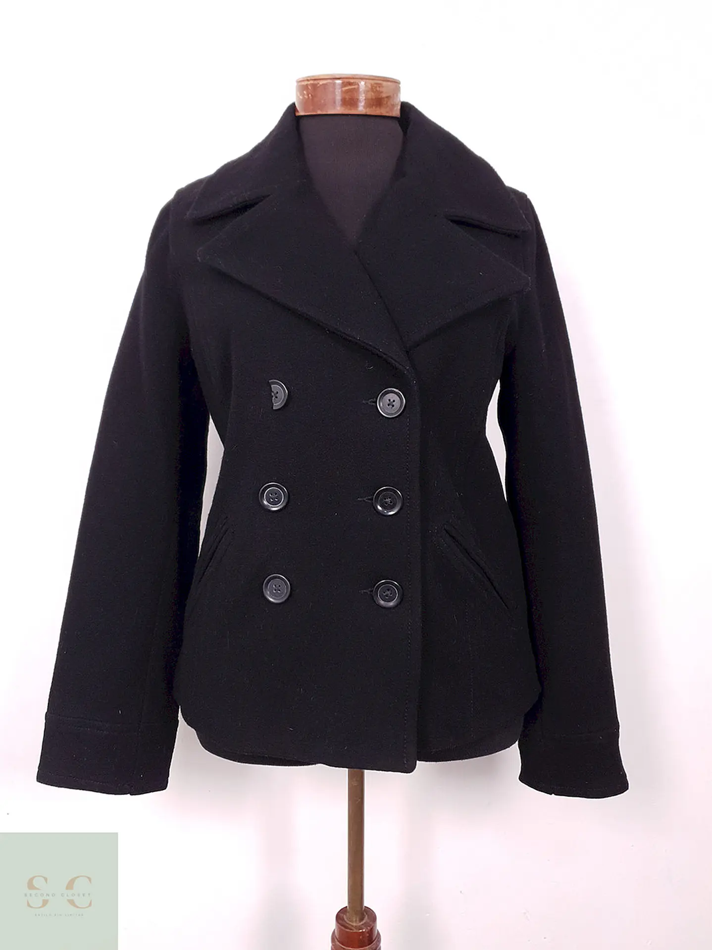 Abrigo Mujer Marinero Negro Lana – Old Navy – TALLA SM 3
