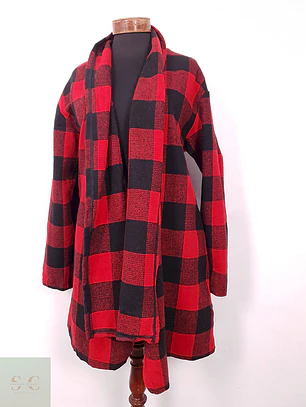 Abrigo Cuadros leñadora Rojo y Negro – TALLA XL