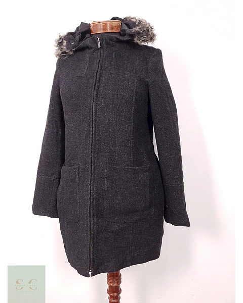 Abrigo Camaïeu Plomo con Gorro de Pelo Desmontable – TALLA SM