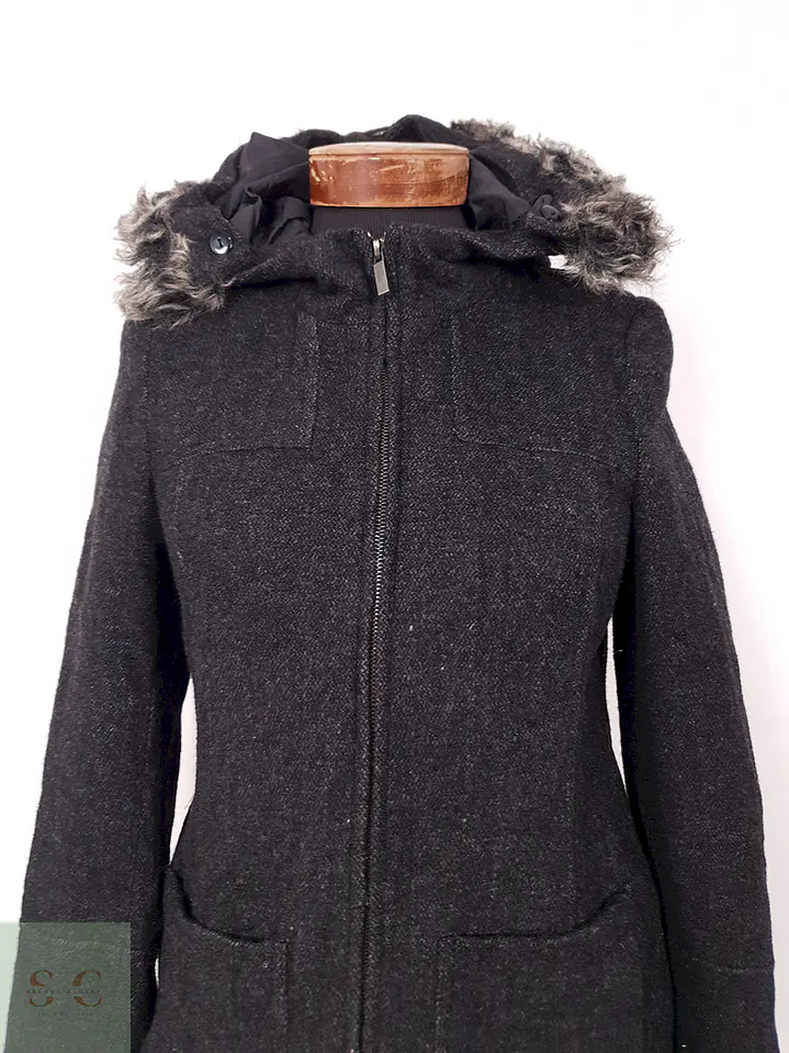 Abrigo Camaïeu Plomo con Gorro de Pelo Desmontable – TALLA SM 3
