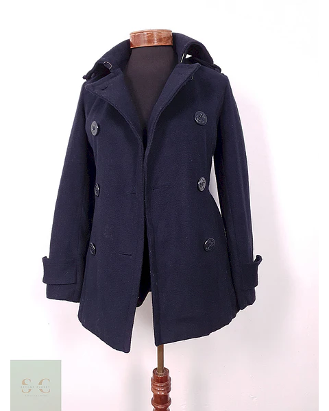 Abrigo Marinero Delia Azul Mezcla Lana - Talla XS
