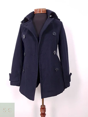 Abrigo Marinero Delia Azul Mezcla Lana - Talla XS