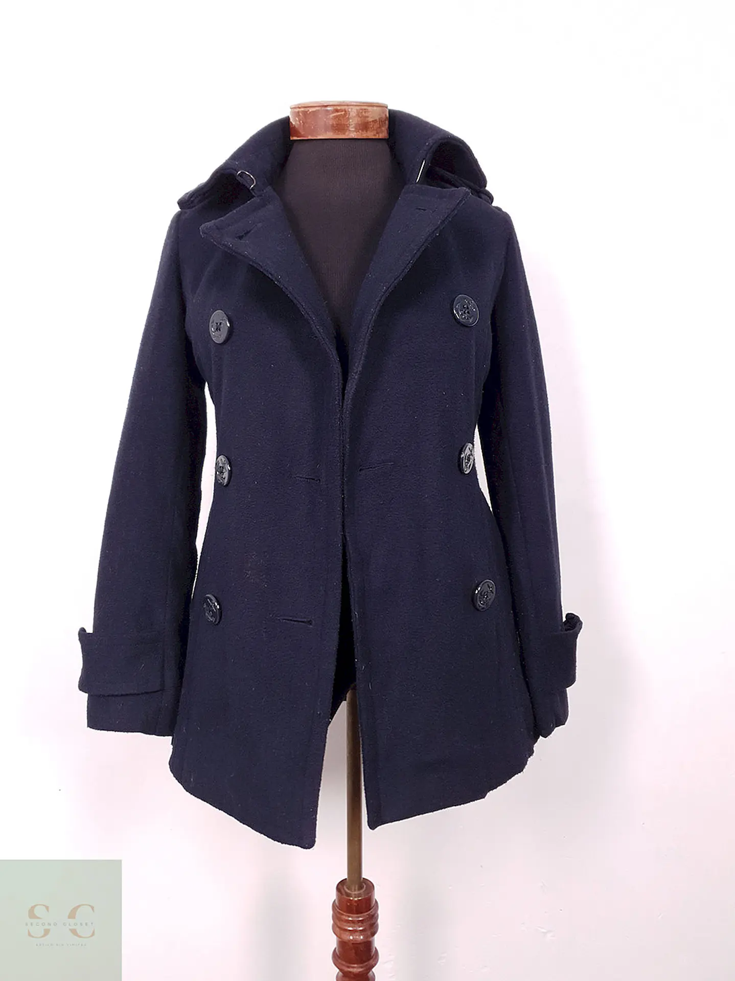 Abrigo Marinero Delia Azul Mezcla Lana - Talla XS 2