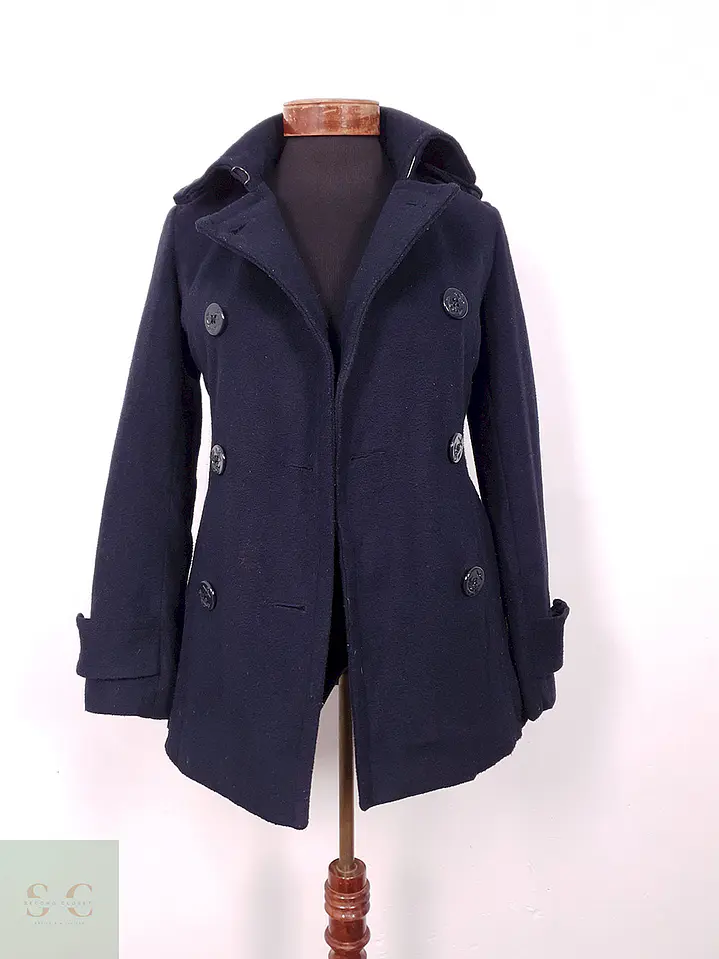 Abrigo Marinero Delia Azul Mezcla Lana - Talla XS 2