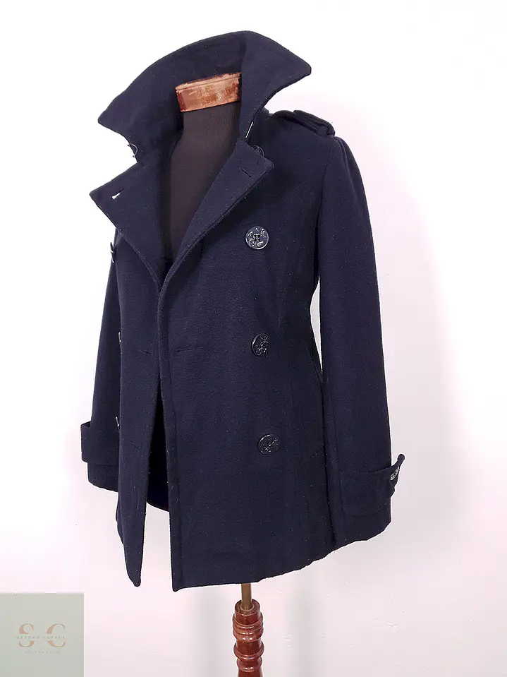 Abrigo Marinero Delia Azul Mezcla Lana - Talla XS 3