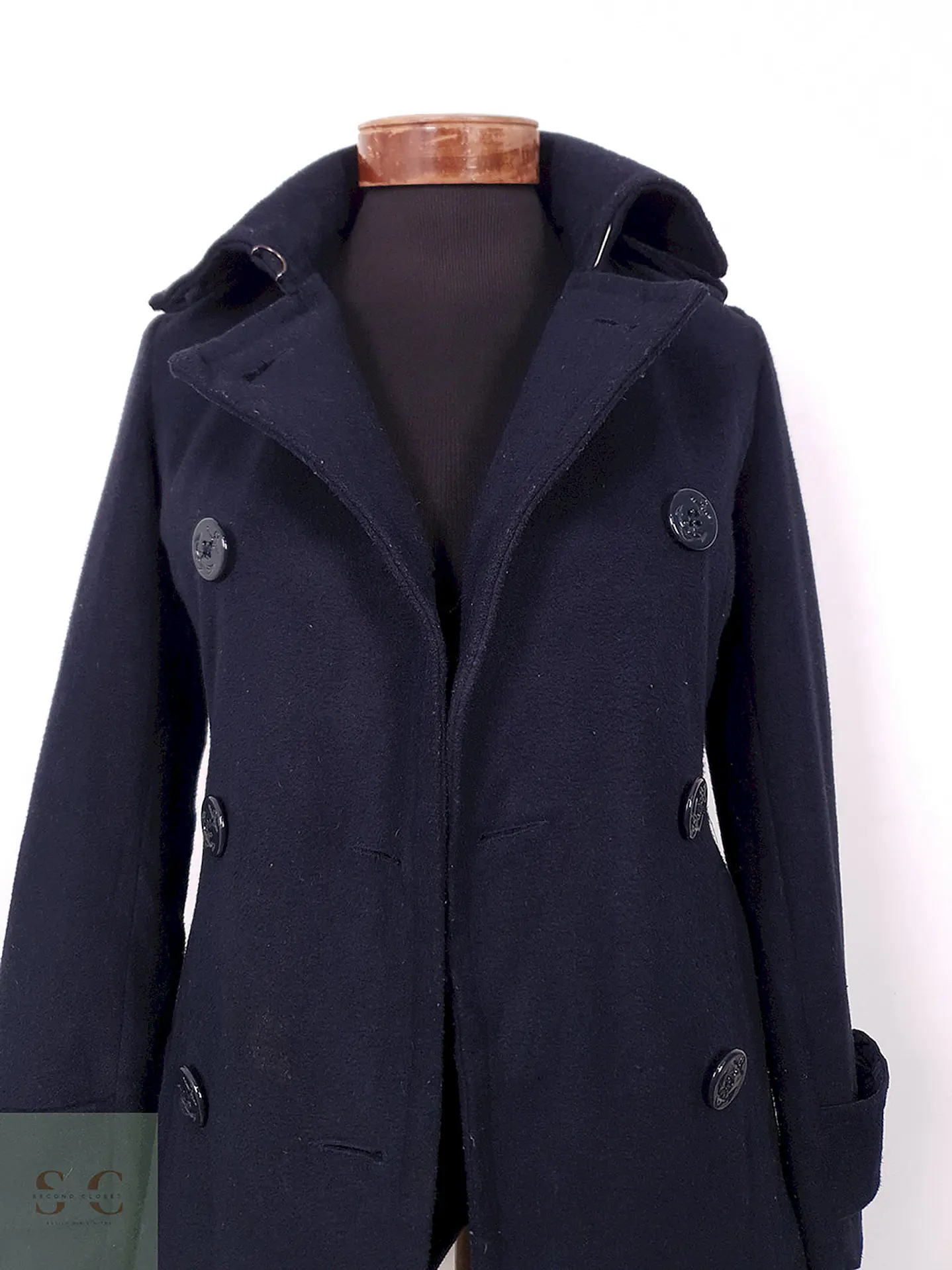 Abrigo Marinero Delia Azul Mezcla Lana - Talla XS 6