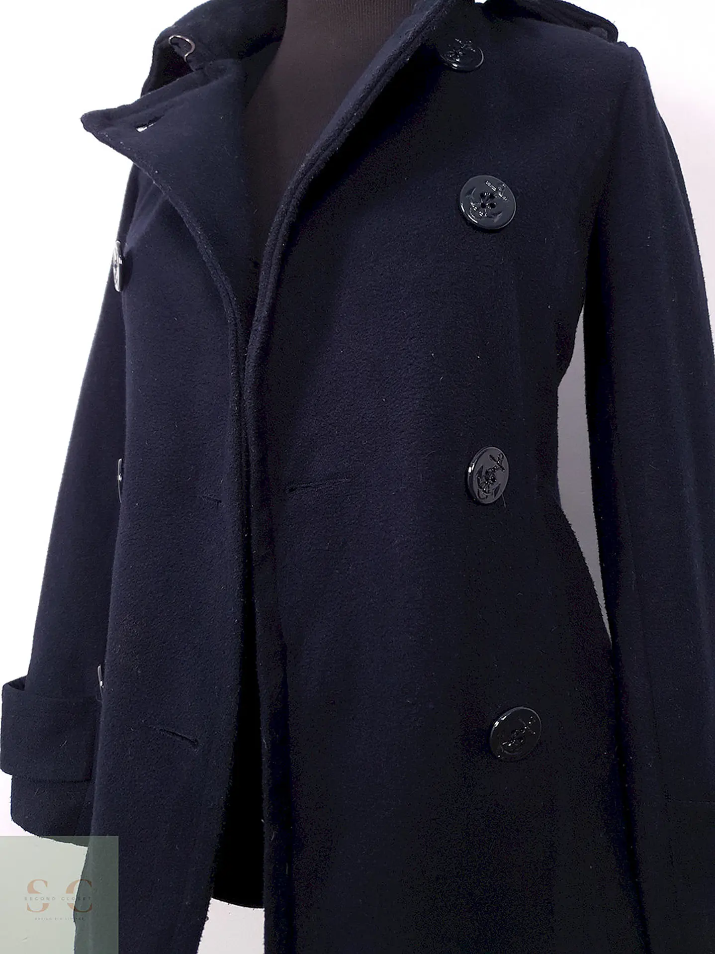 Abrigo Marinero Delia Azul Mezcla Lana - Talla XS 10