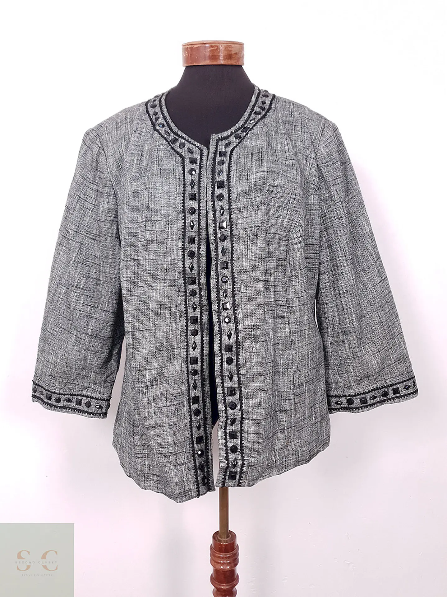 Chaqueta Gris Abierta Mezcla Lino Algodón – TALLA LXL 1