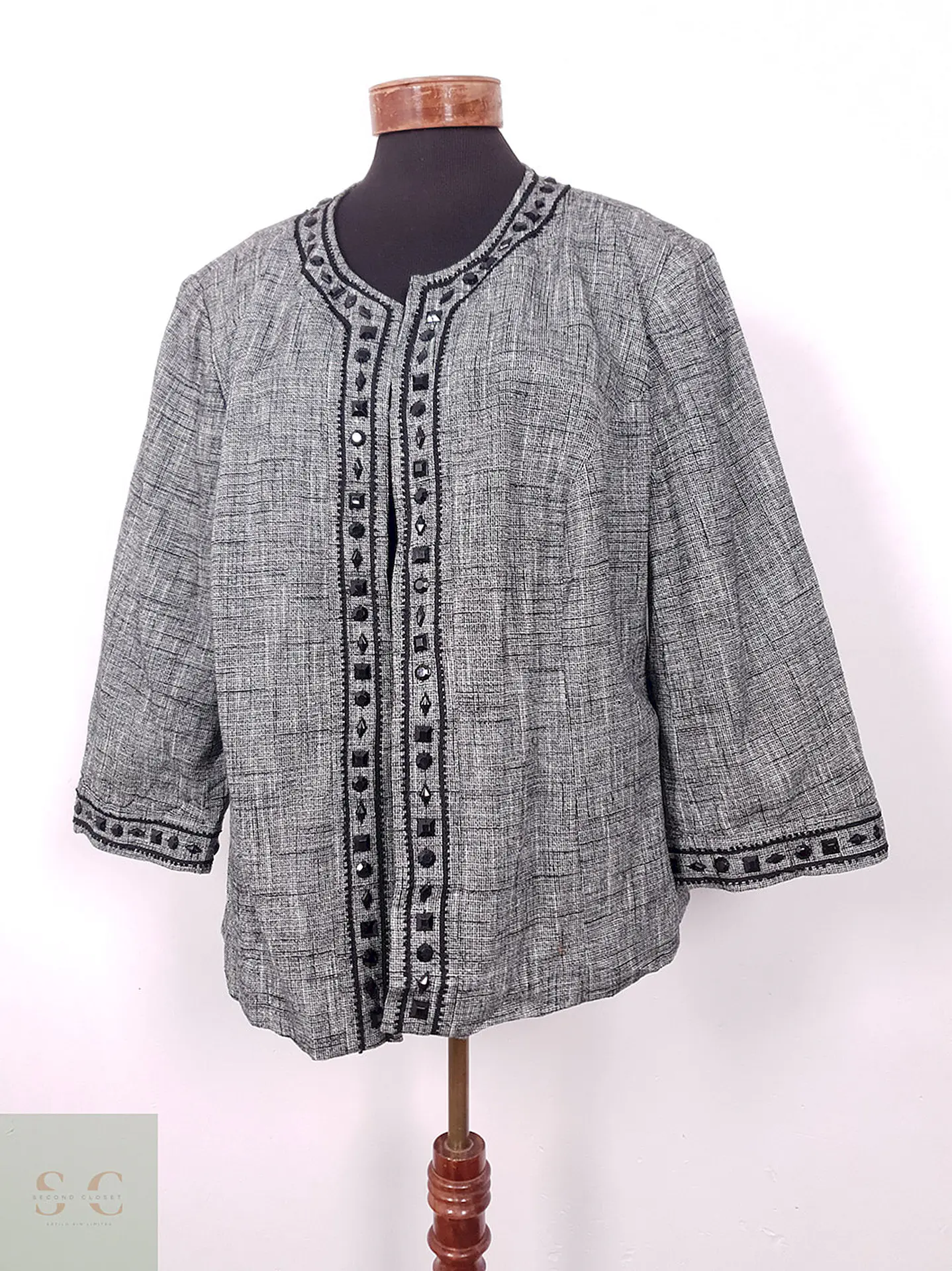 Chaqueta Gris Abierta Mezcla Lino Algodón – TALLA LXL 3