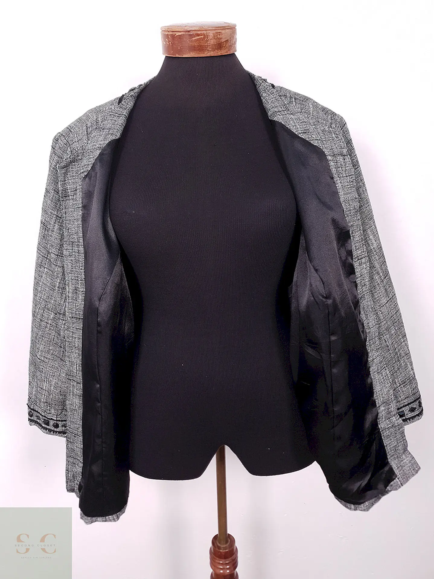 Chaqueta Gris Abierta Mezcla Lino Algodón – TALLA LXL 4