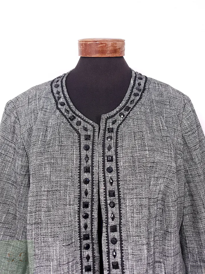 Chaqueta Gris Abierta Mezcla Lino Algodón – TALLA LXL 7