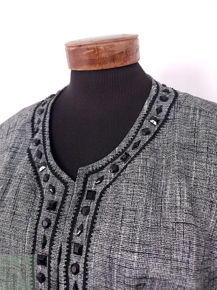 Chaqueta Gris Abierta Mezcla Lino Algodón – TALLA LXL 9