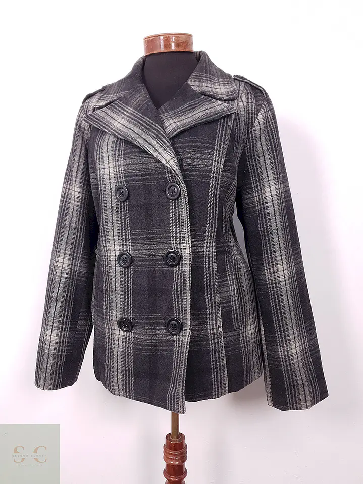 Abrigo Marinero Old Navy Cuadros Plomo – TALLA XL 2