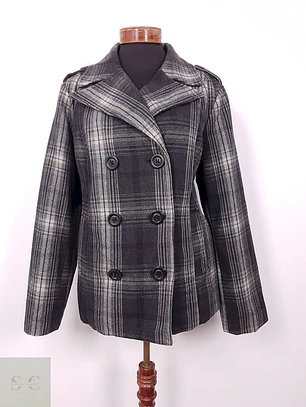 Abrigo Marinero Old Navy Cuadros Plomo – TALLA XL