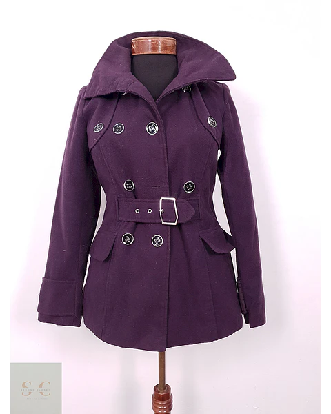 Abrigo Cruzado Morado con Cinto - Talla XS