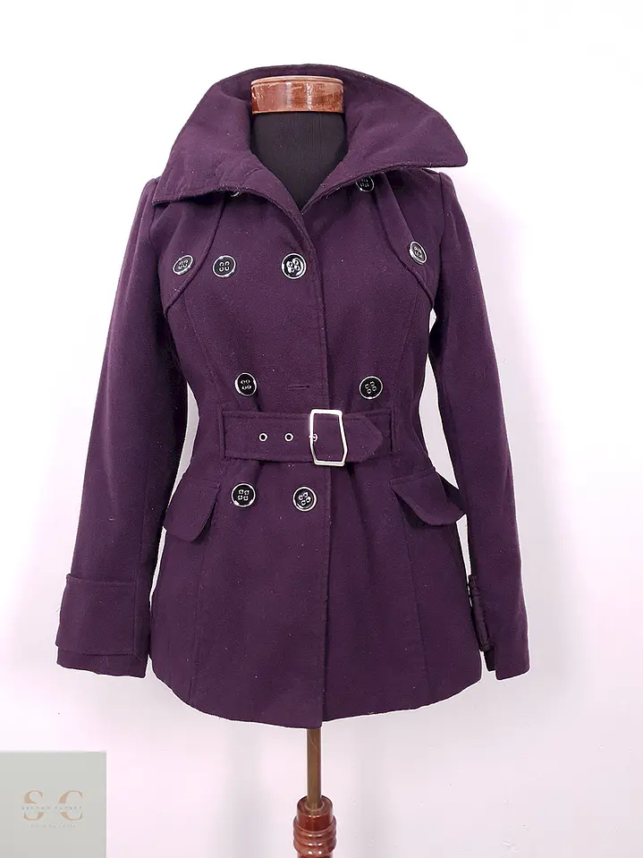 Abrigo Cruzado Morado con Cinto - Talla XS 1
