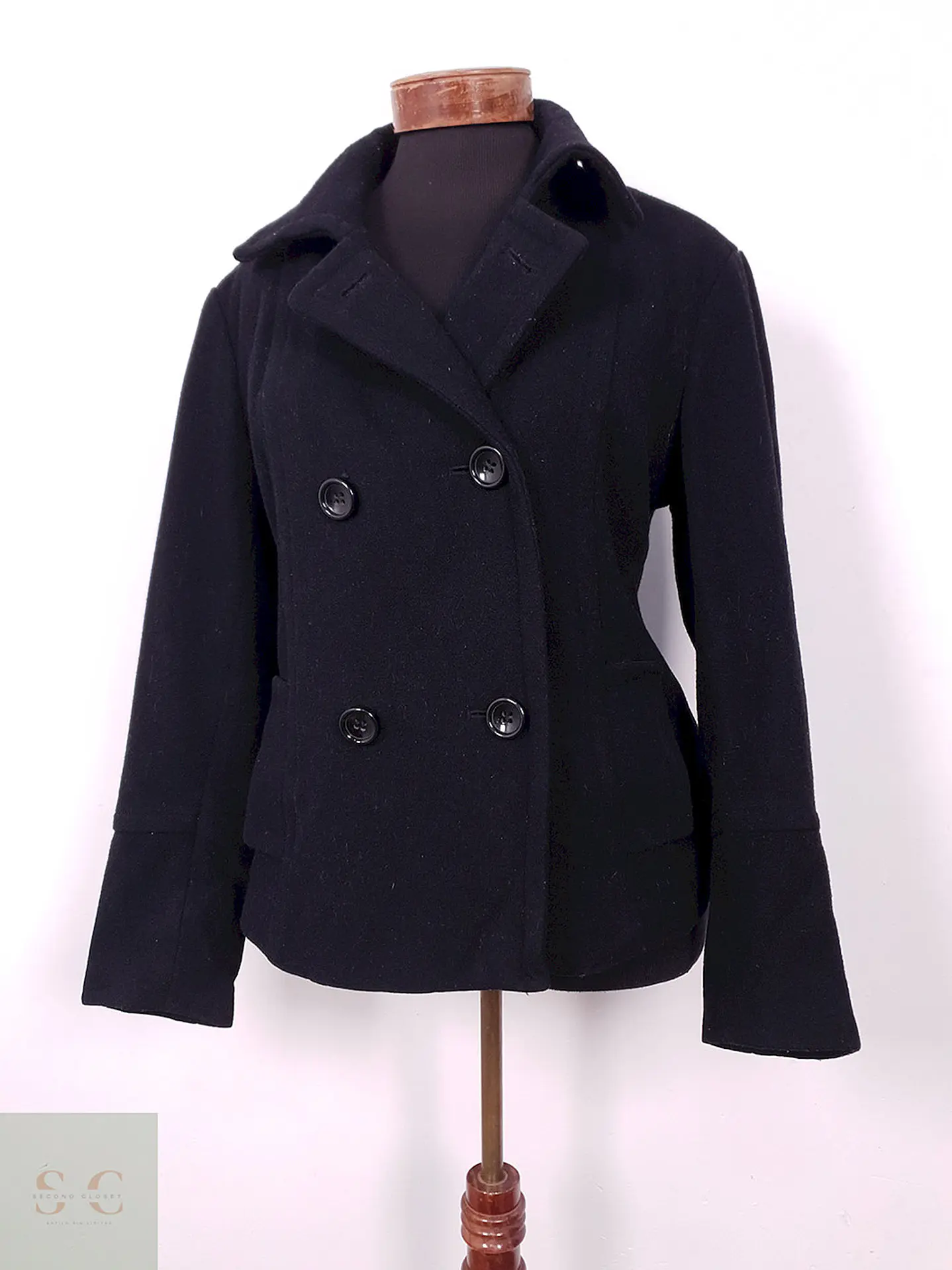 Abrigo Marinero Vintage Negro Lana – TALLA L 1