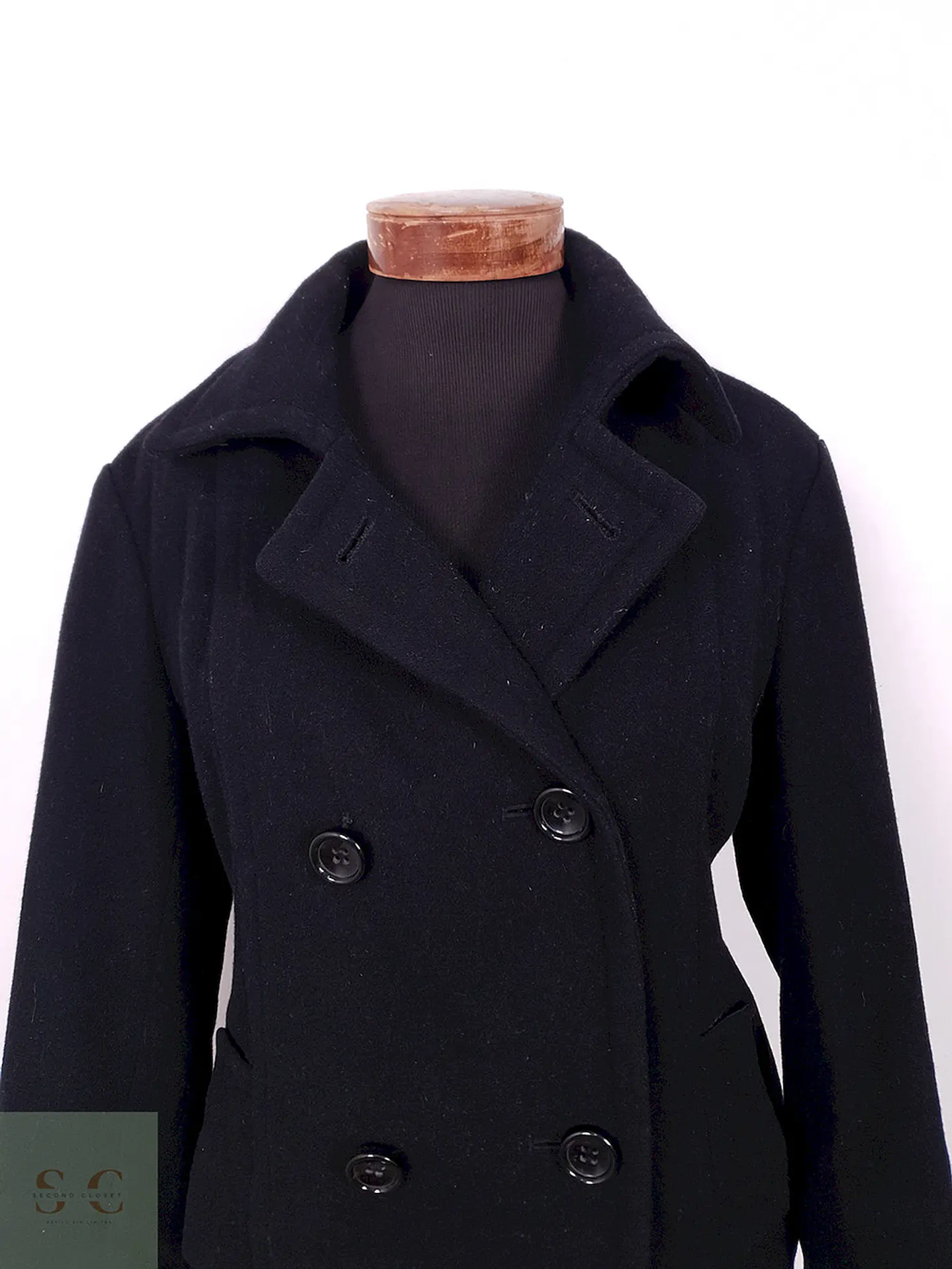 Abrigo Marinero Vintage Negro Lana – TALLA L 2