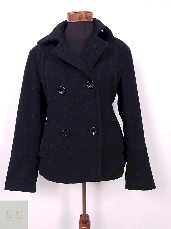 Abrigo Marinero Vintage Negro Lana – TALLA L 4