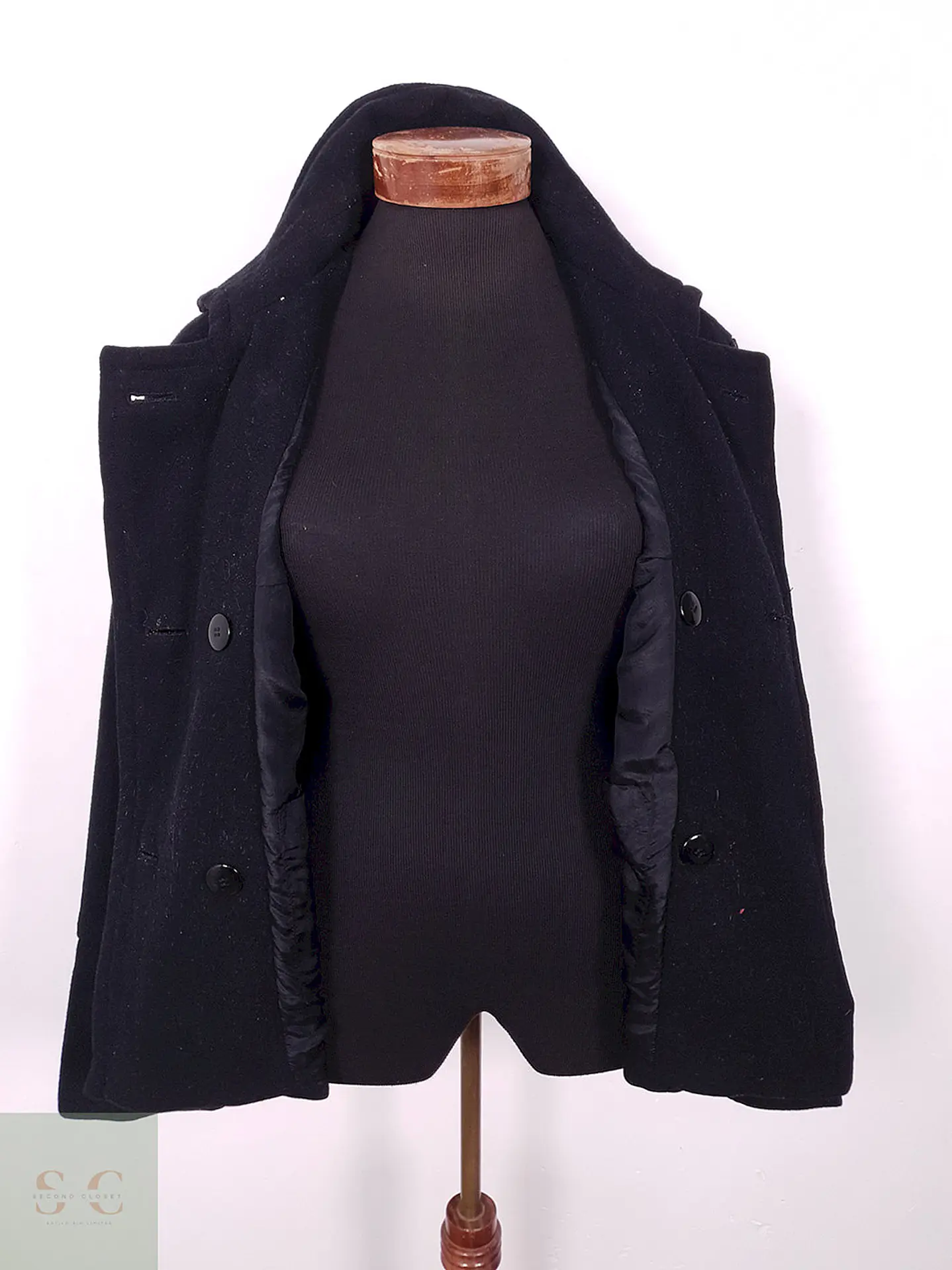 Abrigo Marinero Vintage Negro Lana – TALLA L 5
