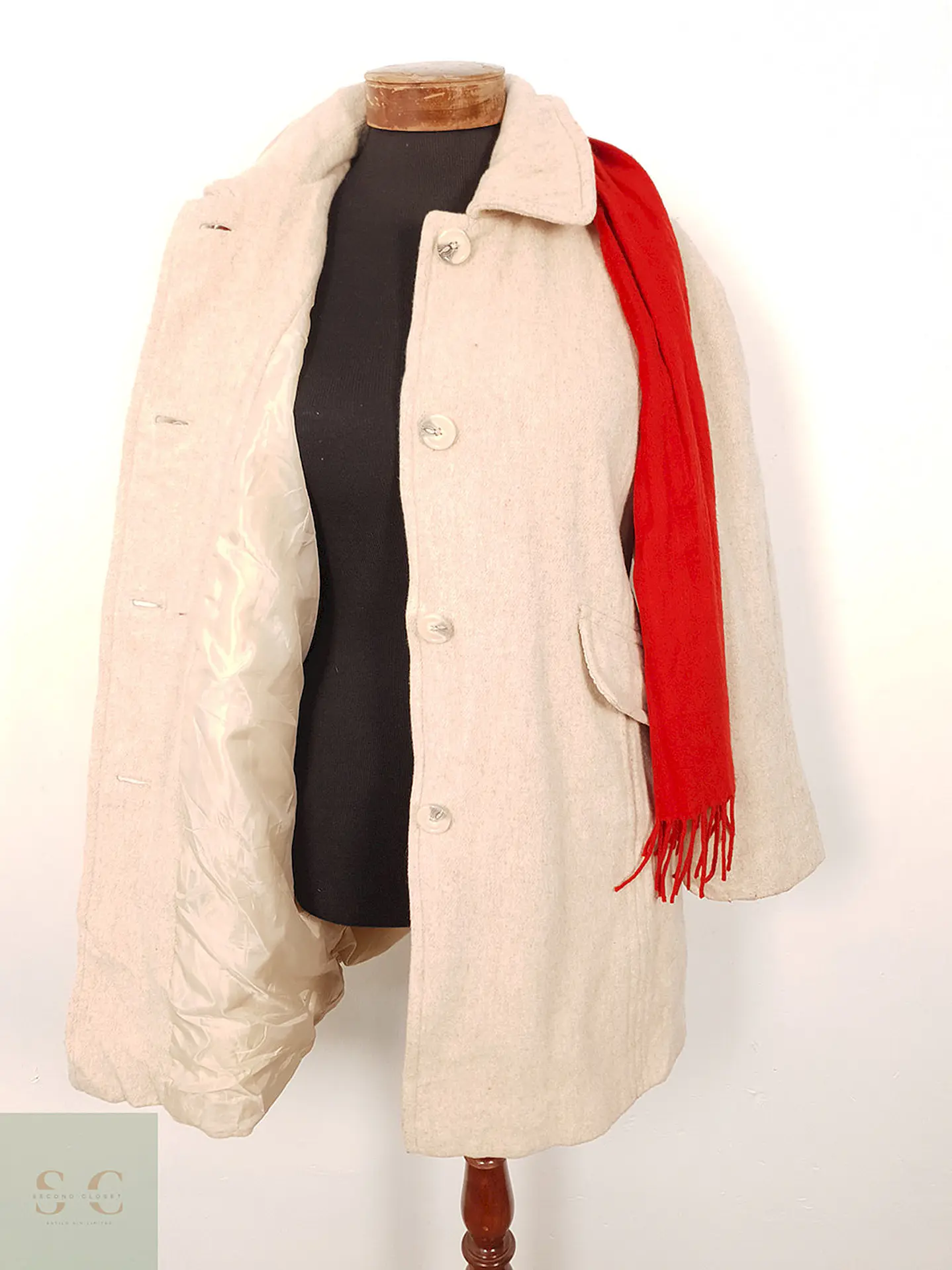 Abrigo East5th Rosa Claro Lana con Bufanda – TALLA XL 10