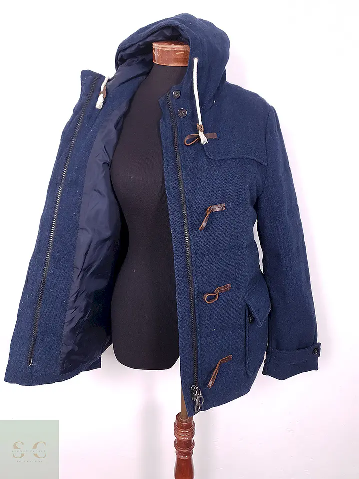 Abrigo lana American Eagle Montgomery Azul Acolchado pluma pato- Talla SM 3