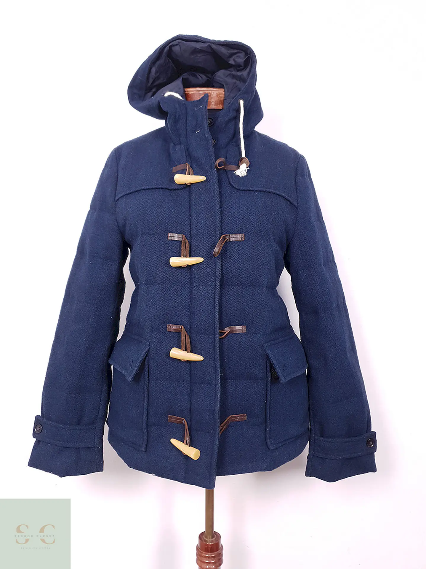 Abrigo lana American Eagle Montgomery Azul Acolchado pluma pato- Talla SM 2