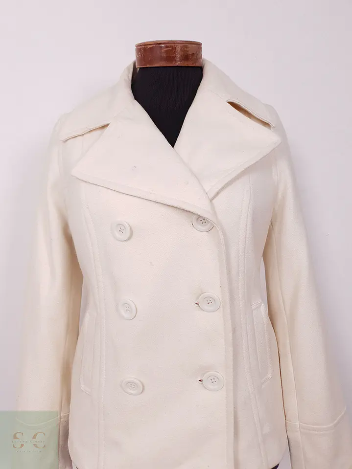 Abrigo cruzado Old Navy Crema Claro Lana – TALLA S 3