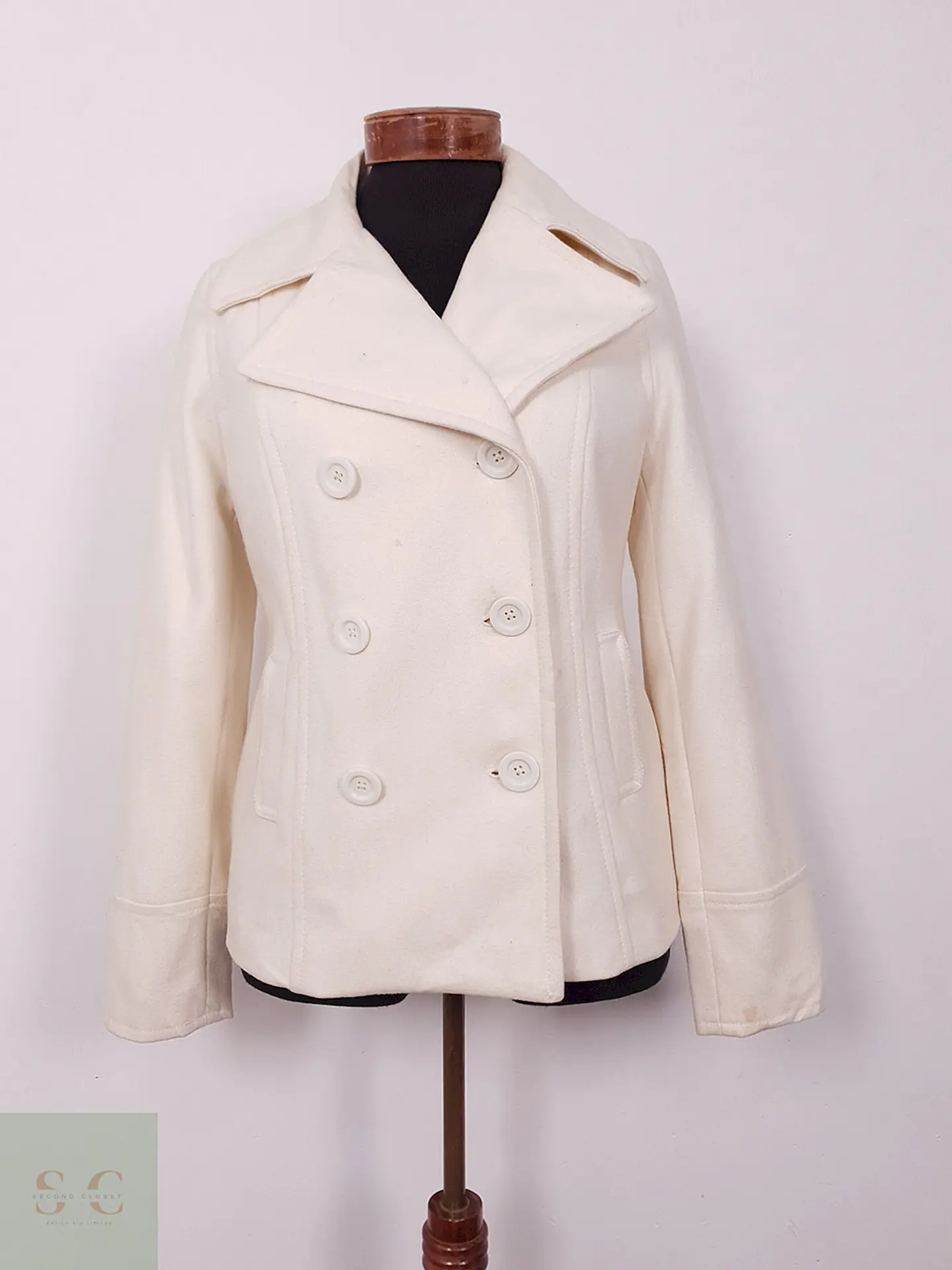 Abrigo cruzado Old Navy Crema Claro Lana – TALLA S 1