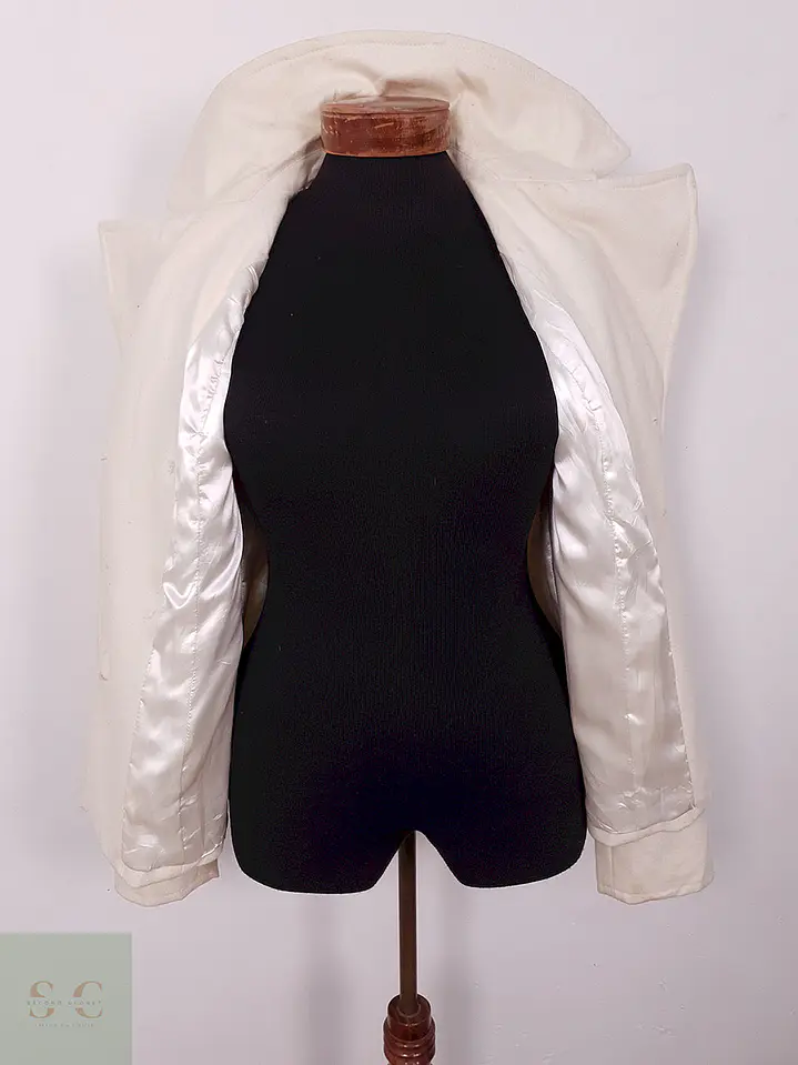 Abrigo cruzado Old Navy Crema Claro Lana – TALLA S 7