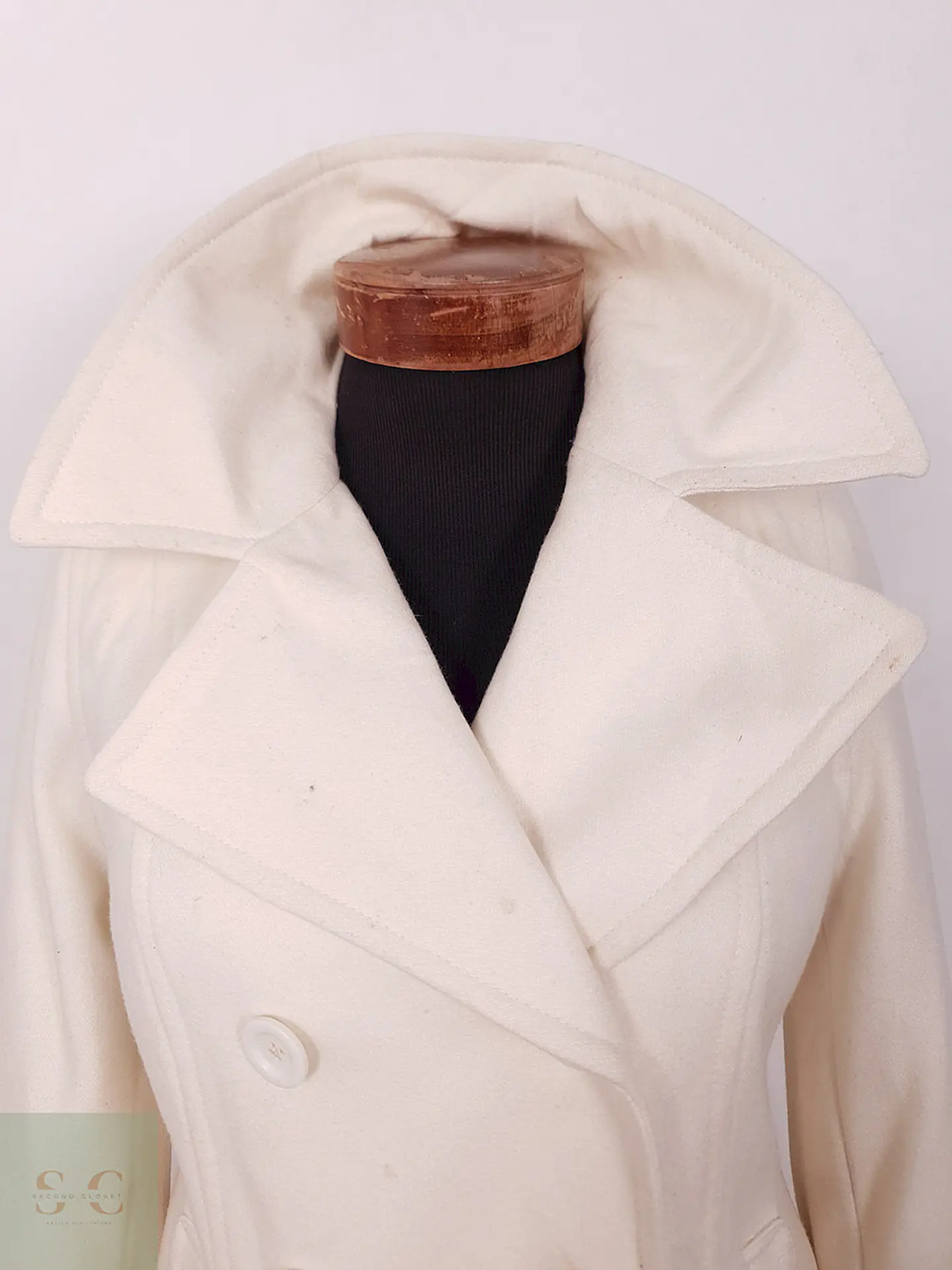 Abrigo cruzado Old Navy Crema Claro Lana – TALLA S 5