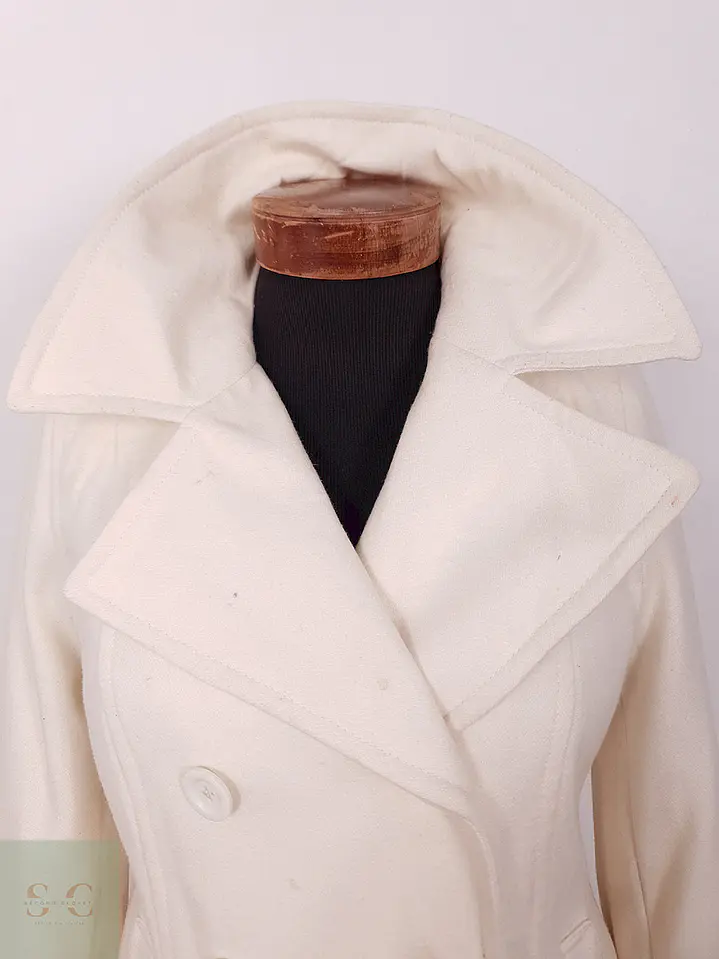 Abrigo cruzado Old Navy Crema Claro Lana – TALLA S 5