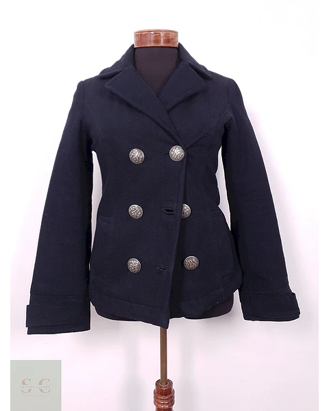 Abrigo Marinero Azul Algodón Acolchado - Talla S